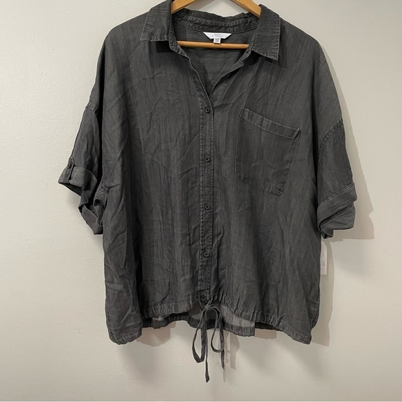 Time & TRU Black Chambray Utility Top Shirt Blouse size XXXL (22) - Picture 2 of 7